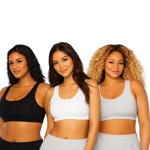 Fruit of the Loom Women's 360 Stretch Comfort Cotton Tank Bra 3 Pack Sz 34B NWT